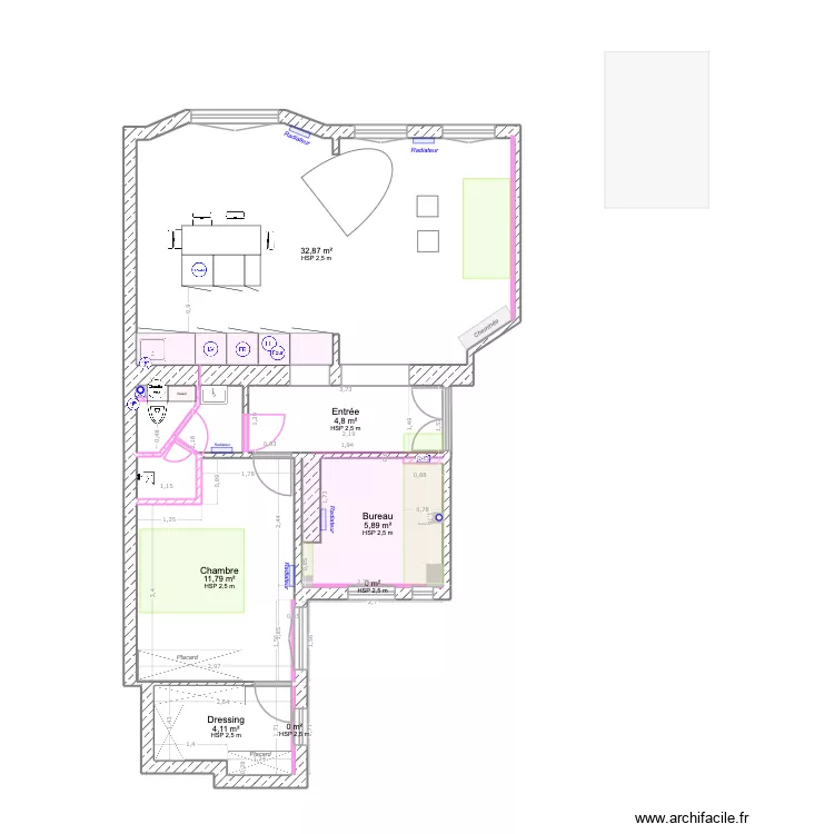 BOBILLOTVNEW2_AMENAGEMENT_1107V2. Plan de 9  et 62 m²