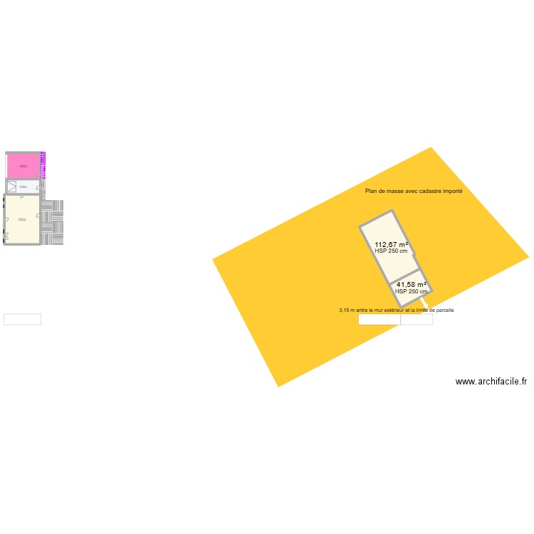 vue du haut. Plan de 5 pièces et 305 m2