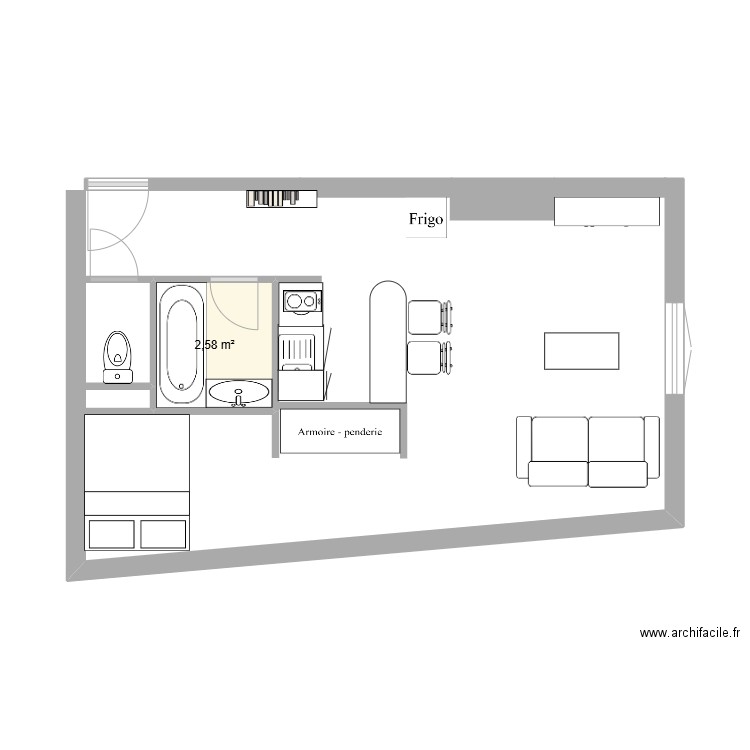 APPART JOHAN. Plan de 1 pièce et 3 m2