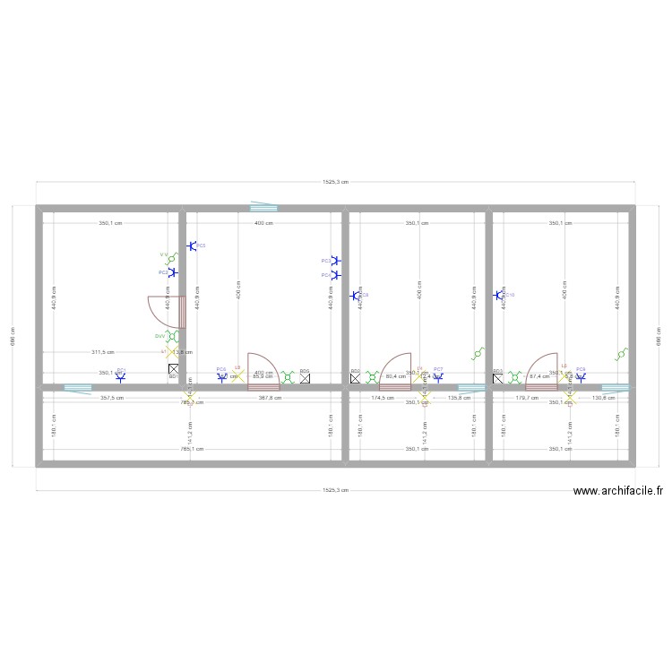 Plan Natta. Plan de 7 pièces et 90 m2