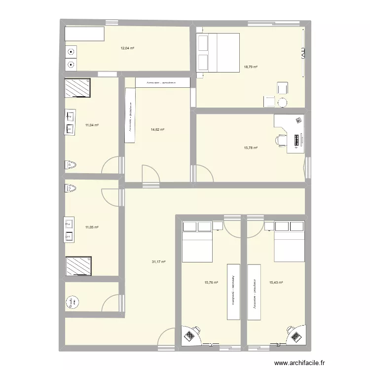 maison etage bas. Plan de 9  et 146 m²