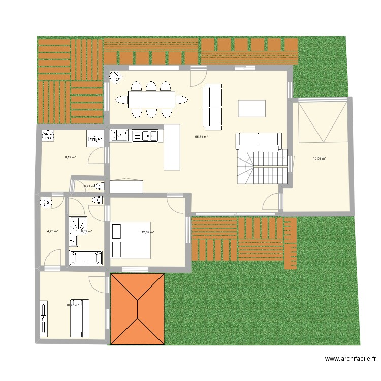 langrune victoire. Plan de 8 pièces et 114 m2