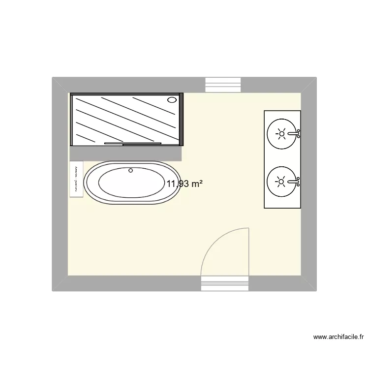 salle de bain haut. Plan de 1  et 12 m²