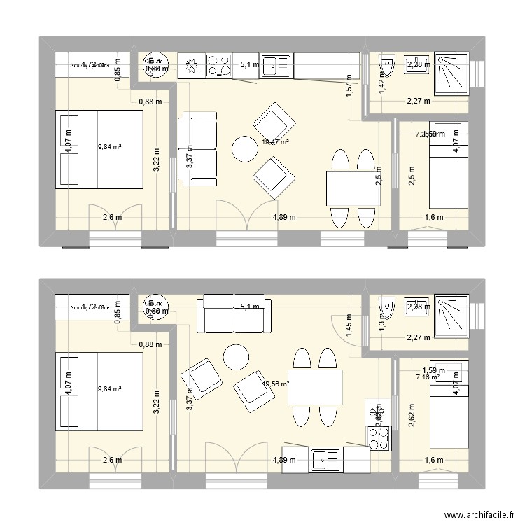 garage version 2. Plan de 6 pièces et 73 m2