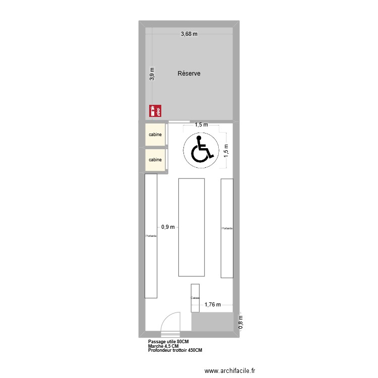 BOX COLOR ROSE AVANT TRAVAUX. Plan de 3 pièces et 16 m2
