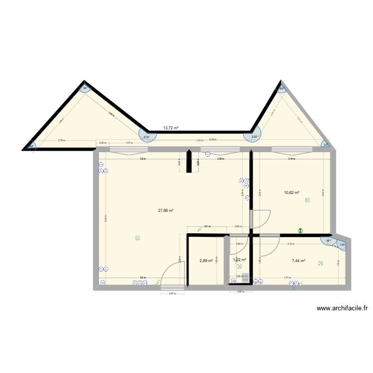 Appartement Saint-Géry B. Plan de 6 pièces et 64 m2