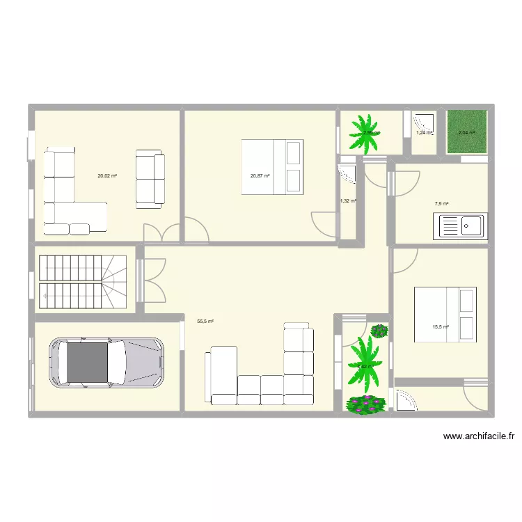 Plan 10x15. Plan de 10 pièces et 132 m²
