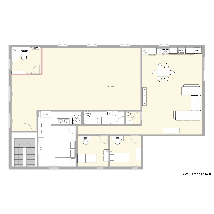 Projet 25. Plan de 3 pièces et 160 m2