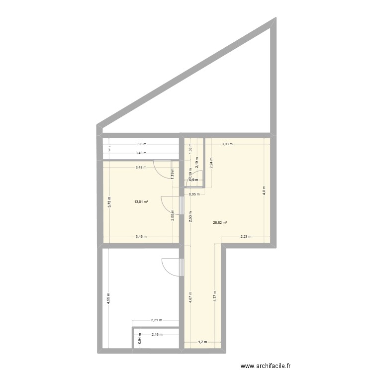 lelievre. Plan de 2 pièces et 40 m2