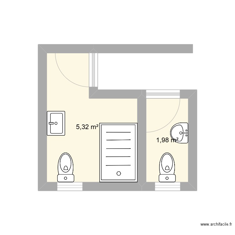 SLIM 1. Plan de 2 pièces et 7 m2