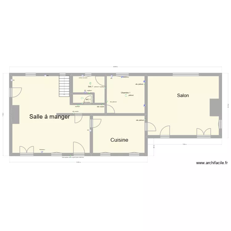 Gite. Plan de 6  et 124 m²