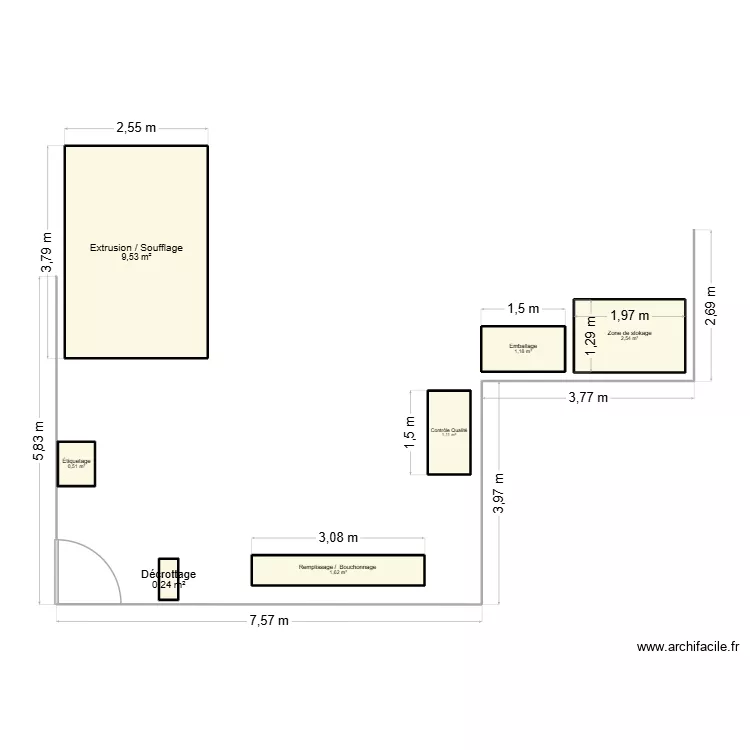 plan SFC. Plan de 7 pièces et 17 m²