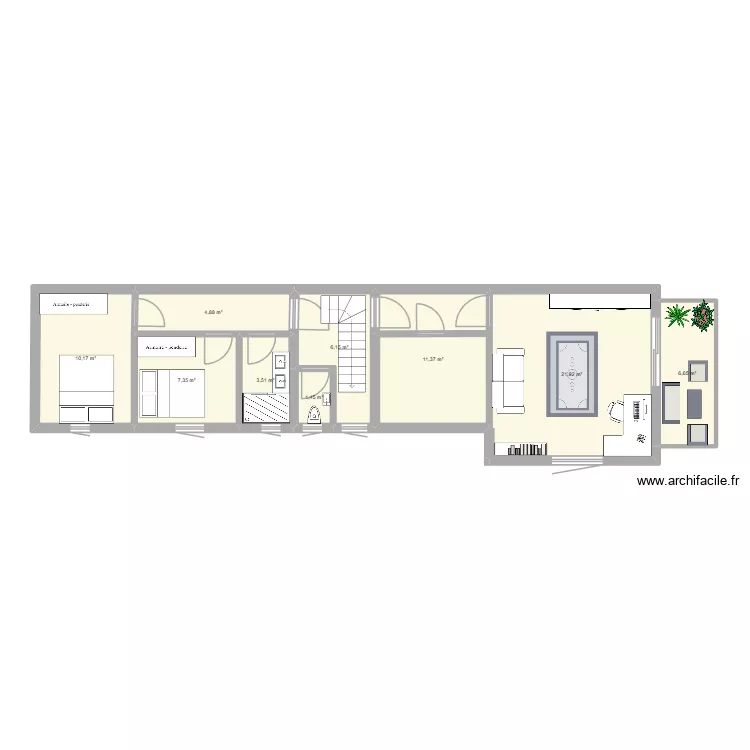 pas de courtin &eacute;tage. Plan de 9 pièces et 73 m²