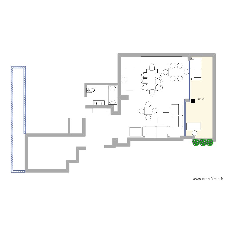 Shangri La B10 Droite Propal 4. Plan de 1 pièce et 14 m2