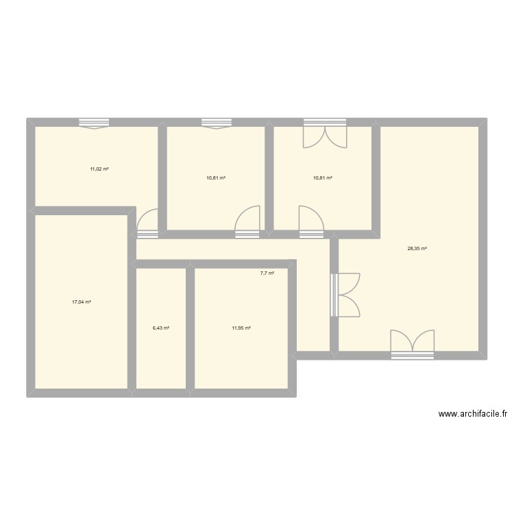 Jousseaume initial. Plan de 8 pièces et 104 m2