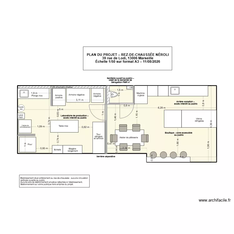 Vue dessus neroli  - neutre. Plan de 2  et 45 m²