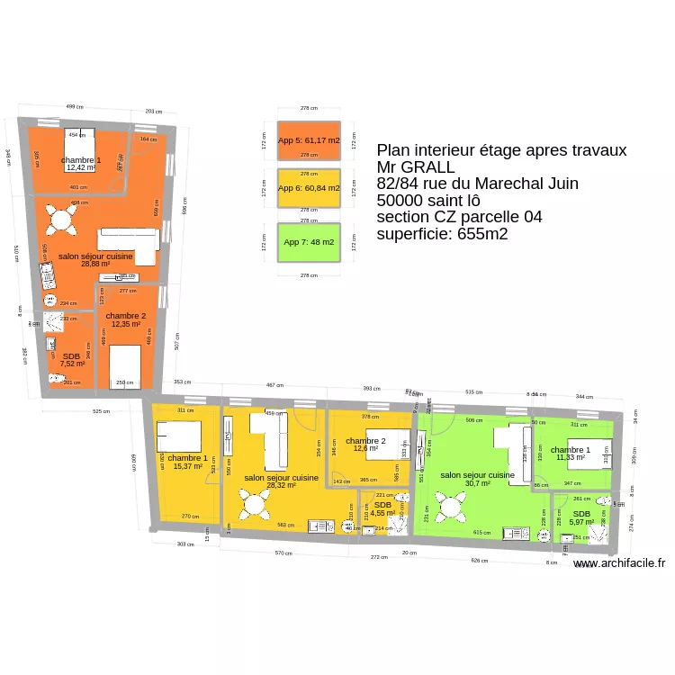 plan &eacute;tage apr&egrave;s travaux. Plan de 