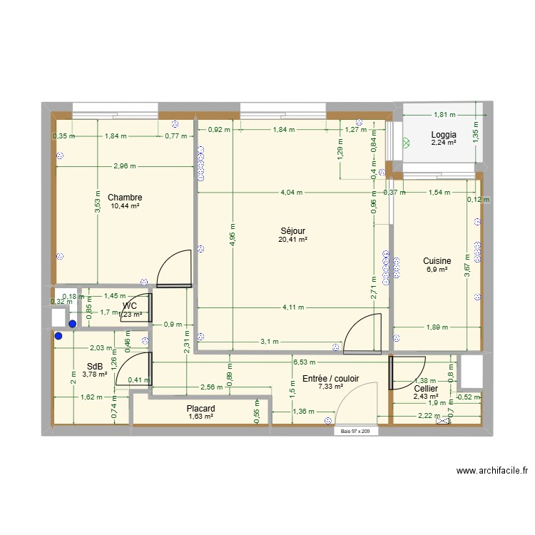 Eden final. Plan de 16 pièces et 57 m2