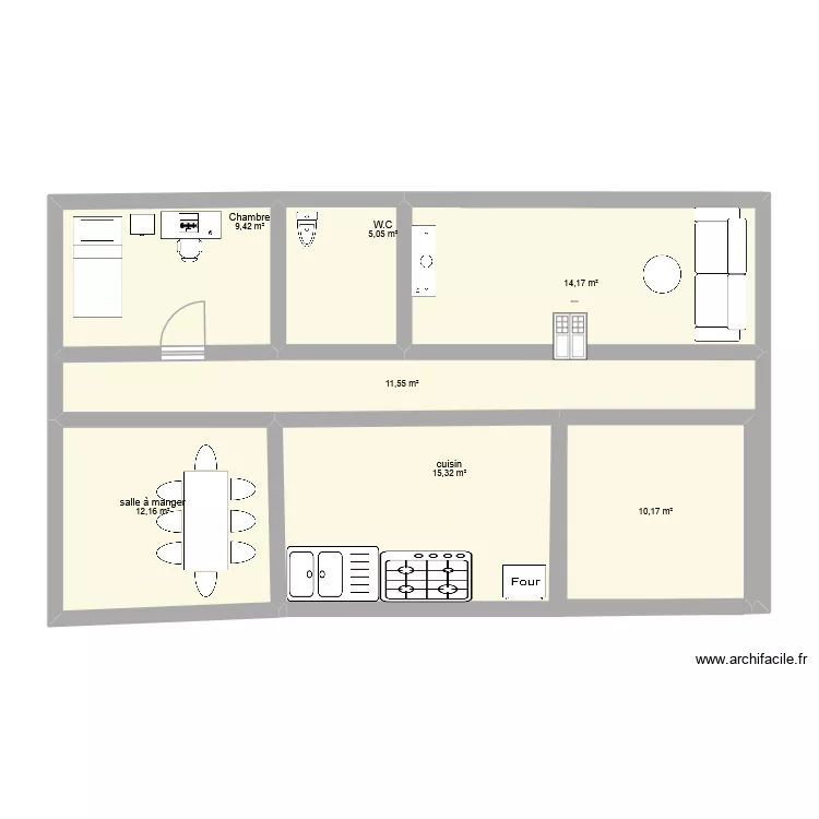 cvc. Plan de 7  et 78 m²