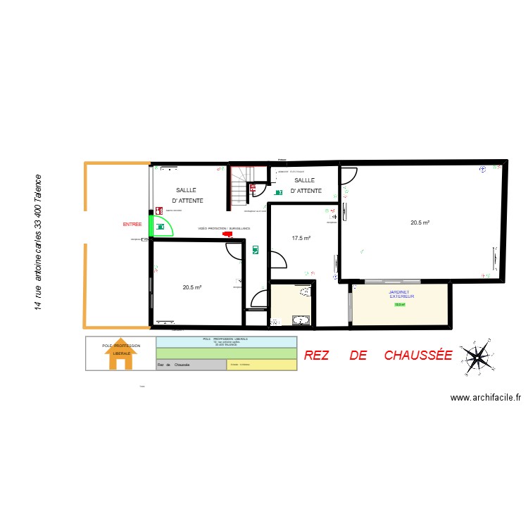 plan camera. Plan de 3 pièces et 73 m2