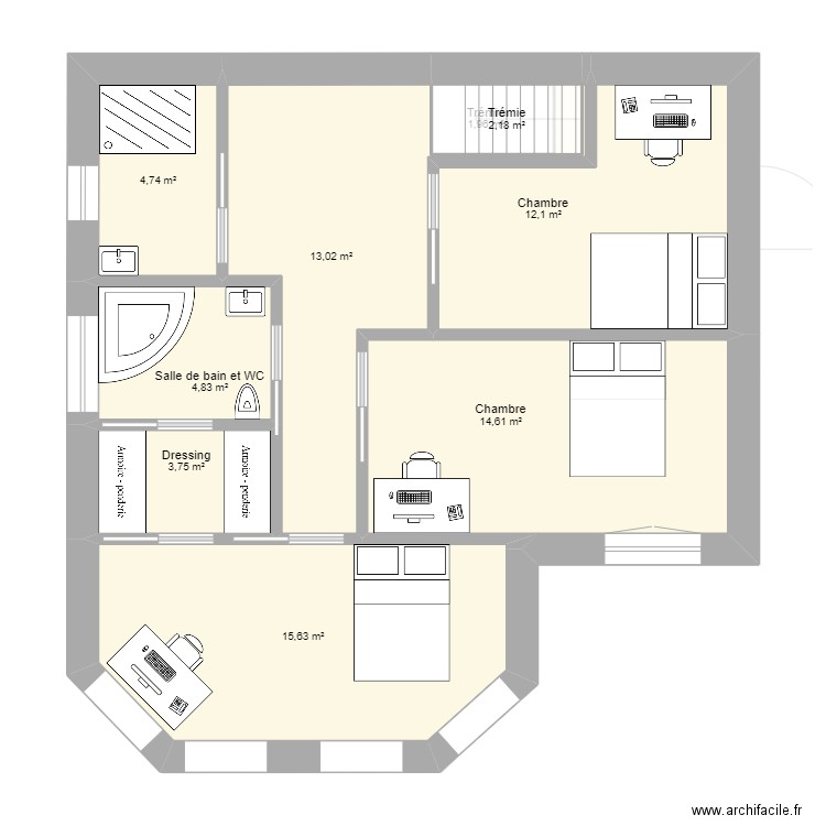 maison Poissy - extension gauche 2m + avant + rehausse - 2. Plan de 14 pièces et 202 m2