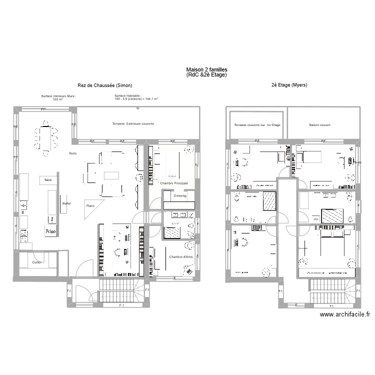 Maison 2 familles Myers-Simon. Plan de 0 pièce et 0 m2