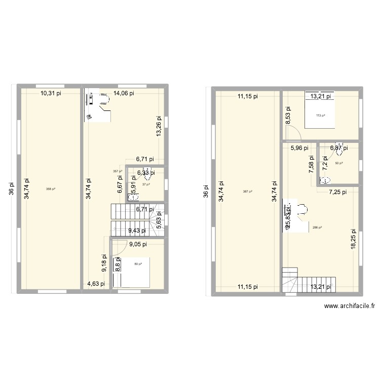 étage. Plan de 8 pièces et 155 m2