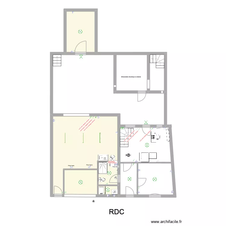 RDC n&deg; 5-7. Plan de 3  et 58 m²