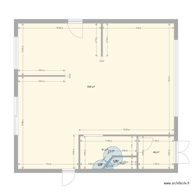 Air ouverte. Plan de 4 pièces et 87 m2