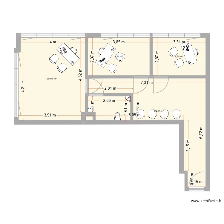 lot 24 amenagement. Plan de 4 pièces et 62 m2
