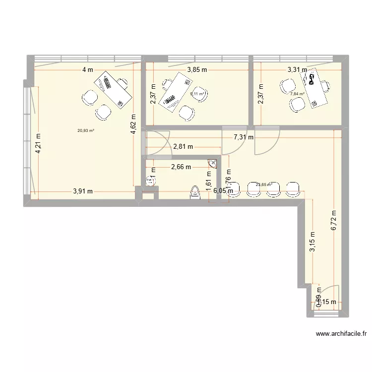 lot 24 amenagement. Plan de 4  et 62 m²