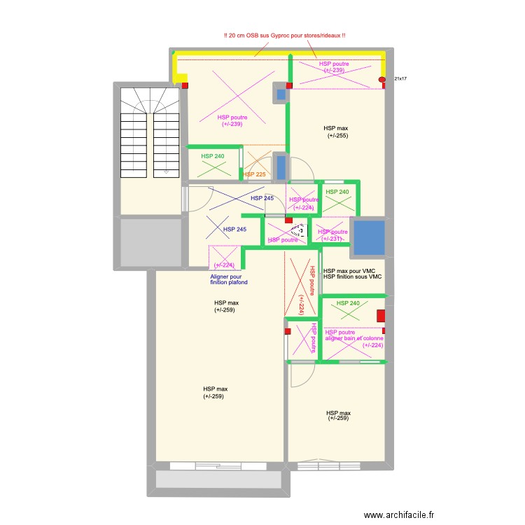 Meerlaan HSP Plafonds. Plan de 14 pièces et 93 m2