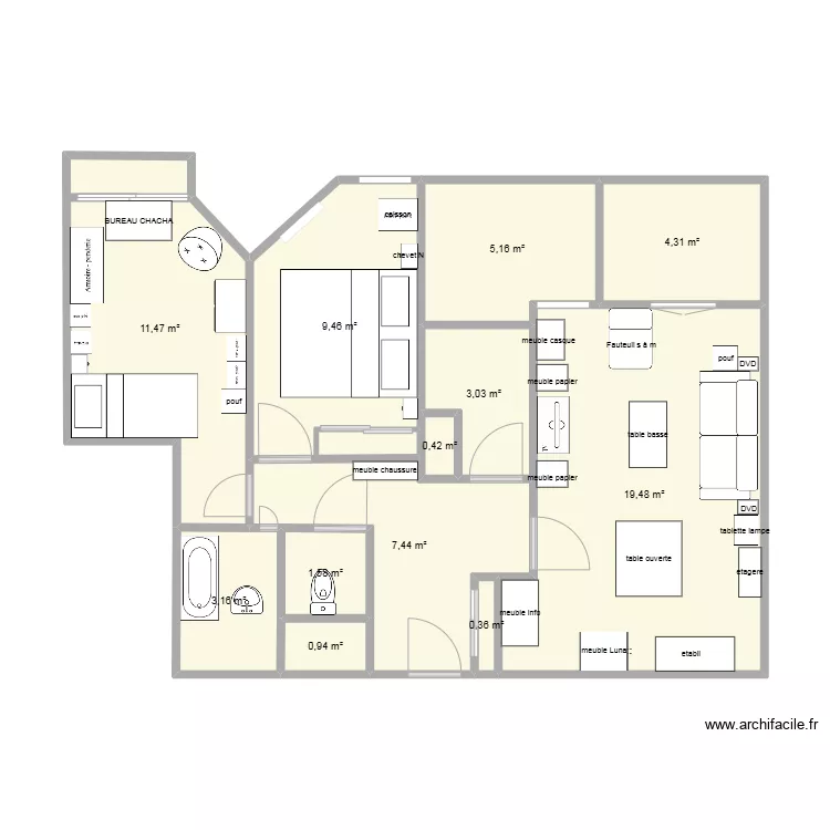 Appartement 3. Plan de 
