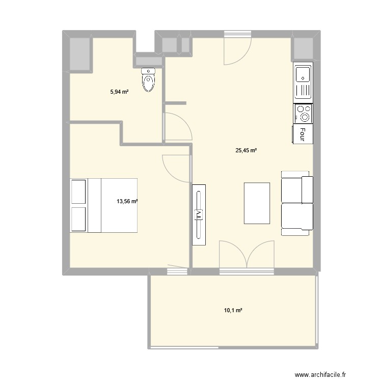 Appartement Domytis Maman. Plan de 9 pièces et 57 m2