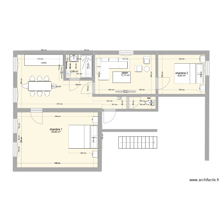 1e etage colmar. Plan de 6 pièces et 62 m2