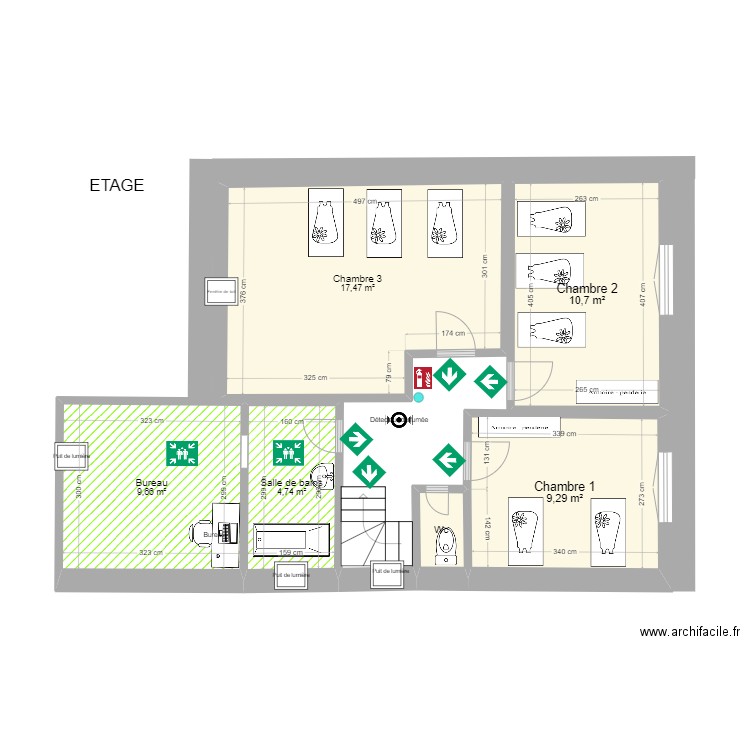 1er etage securite incendie. Plan de 0 pièce et 0 m2