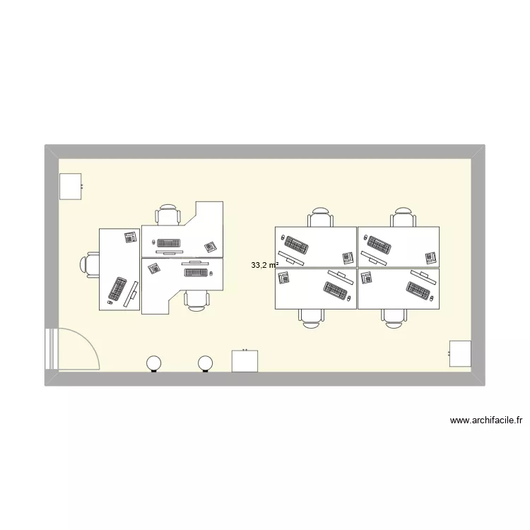 Plan bureau contr&ocirc;le interne. Plan de 1  et 33 m²