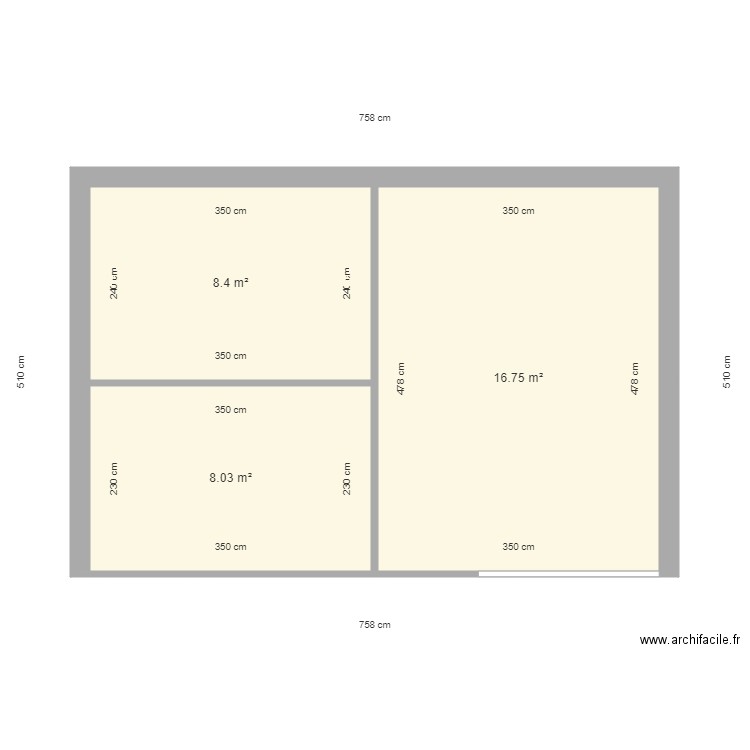 OFFICE. Plan de 3 pièces et 33 m2