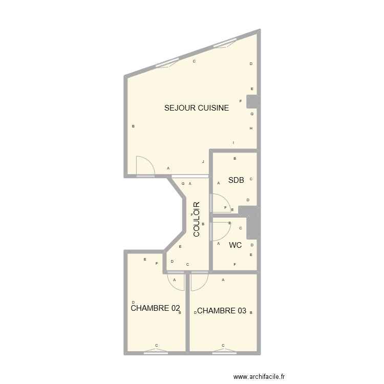 ETAGE 1 APPART PLB. Plan de 9 pièces et 34 m2