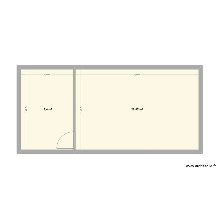 agrandissement. Plan de 2  et 41 m²