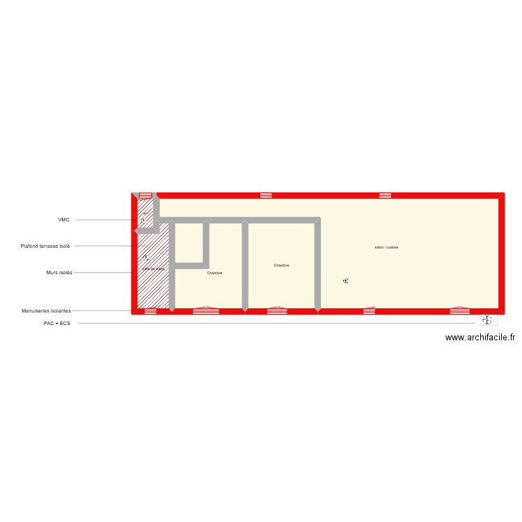 BARTSH étape 2 RDC. Plan de 6 pièces et 89 m2
