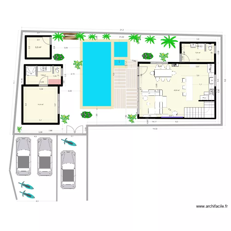 Villa 2 - Lantai 1 - POOLPantai 2.50x1.70. Plan de 5  et 80 m²