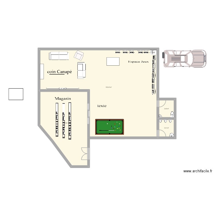 Plan GMG Store. Plan de 4 pièces et 148 m2