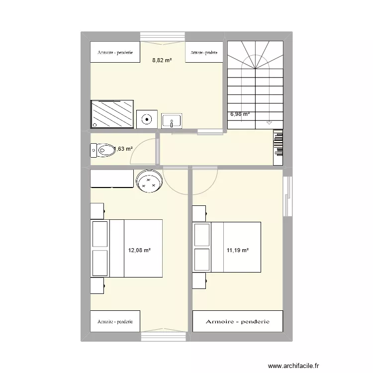 Chambre Appartement 2. Plan de 