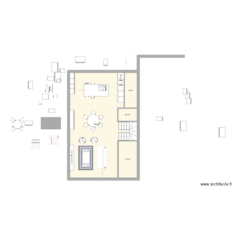 Benouville cuisine 1. Plan de 4 pièces et 73 m2