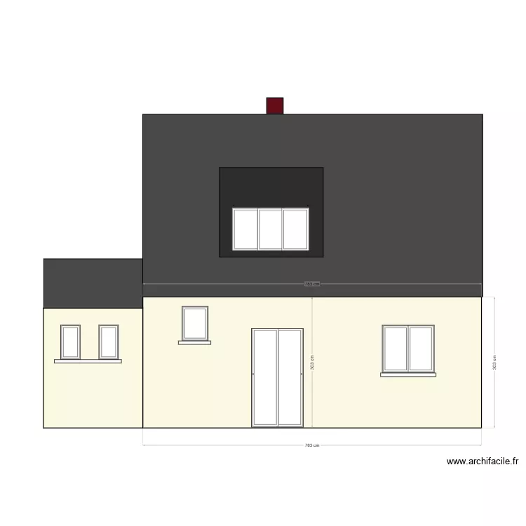 facade interieur cuisine. Plan de 