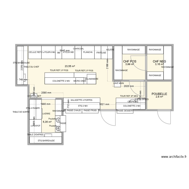 RESTAURANT CORMEILLE V2. Plan de 5 pièces et 39 m2