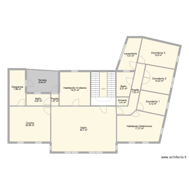 RAUL Y NOELIA - PLANTA BAJA. Plan de 16 pièces et 179 m2