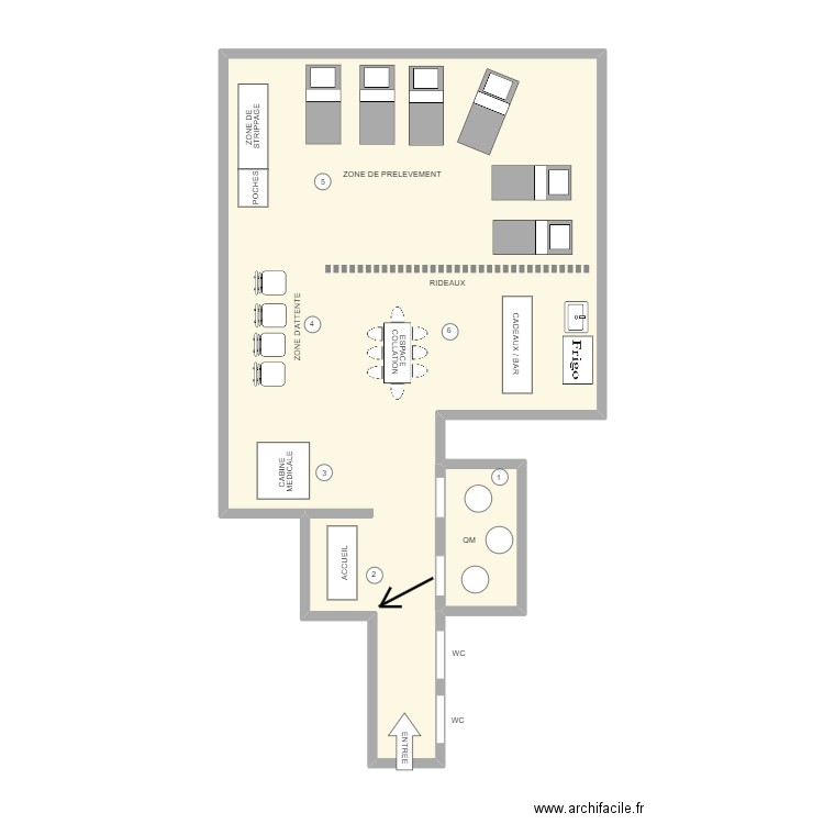 EXOTHERA. Plan de 2 pièces et 63 m2