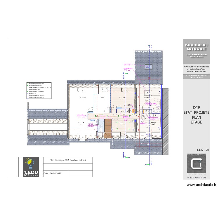 Plan électrique R+1 Sourbier Letrouit. Plan de 0 pièce et 0 m2